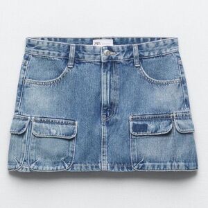 Zara Denim Cargo Skirt
